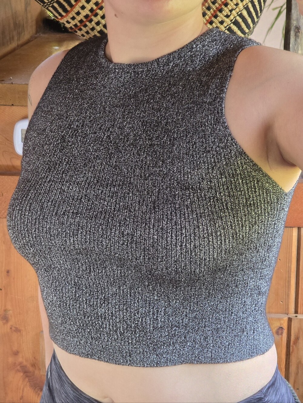 Wild Fable Silver Metallic Crop Tank
